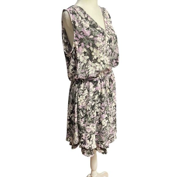 White House Black Market Sleeveless V-Neck Sundress Size 10 Pink Black casual - Picture 4 of 11